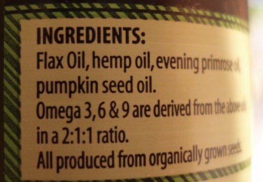 Omega oil label